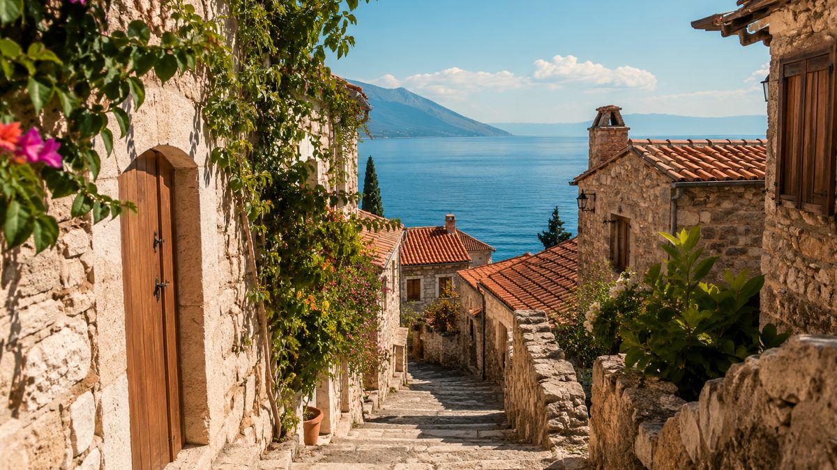 Reisebild mit Sonne, Meer, Natur und Kultur fuer Holiday Tipps